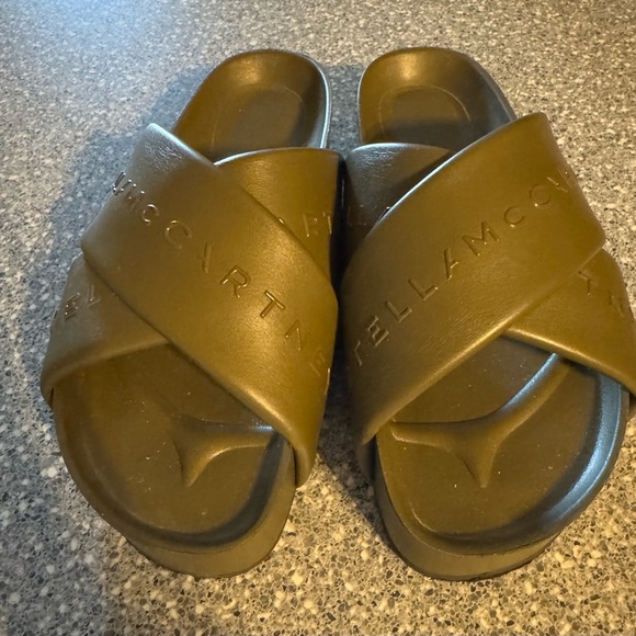Stella McCartney Army Green Sandals with Crossover Straps Sz 37 - Picture 2 of 5